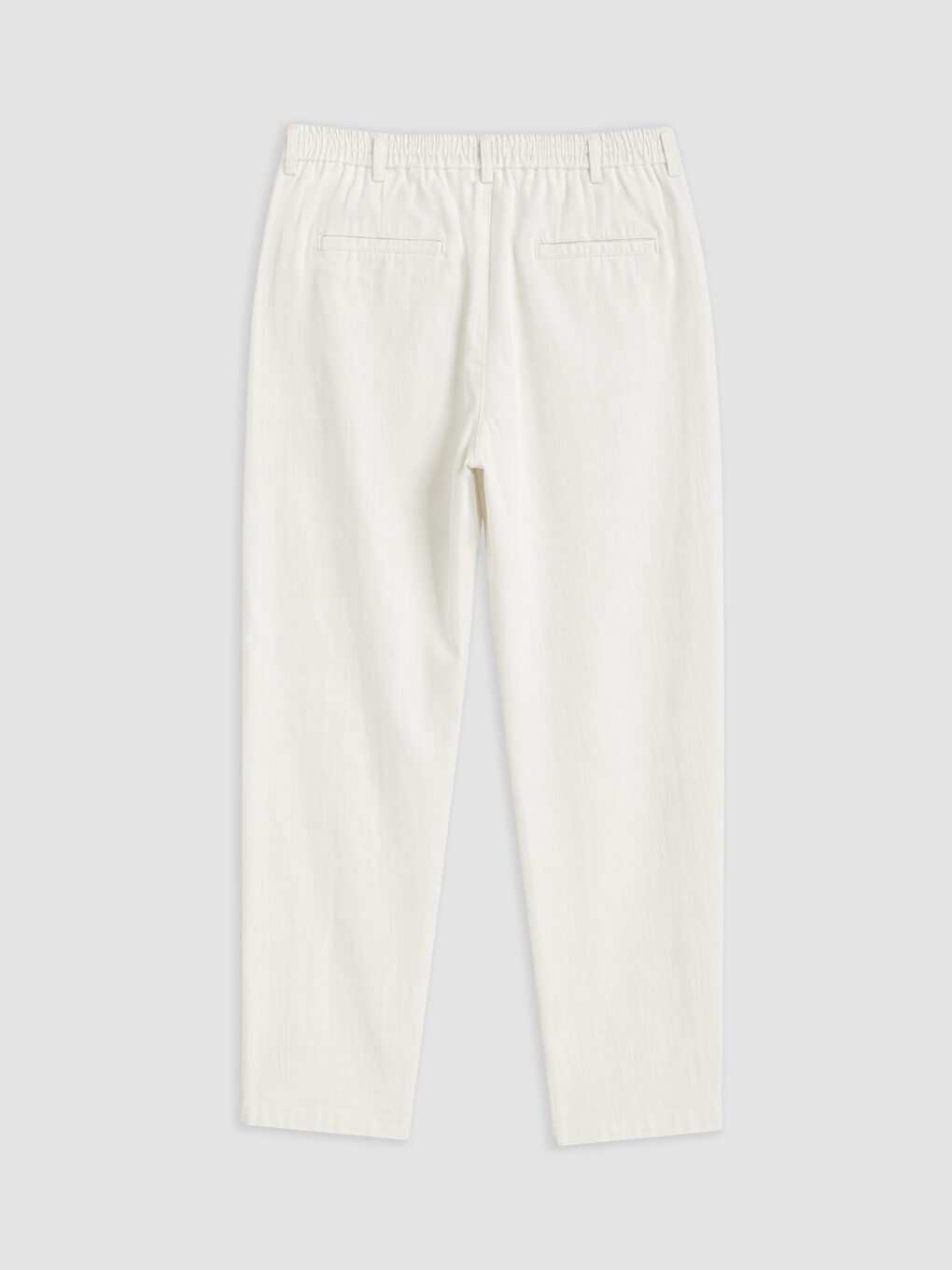 Beyaz Regular Fit Dokulu Erkek Pantolon-1