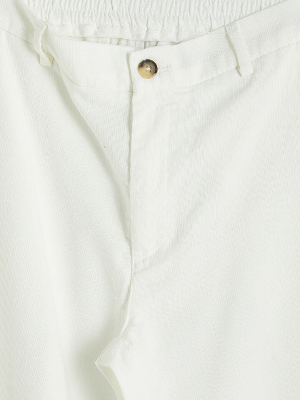 Beyaz Regular Fit Dokulu Erkek Pantolon-2