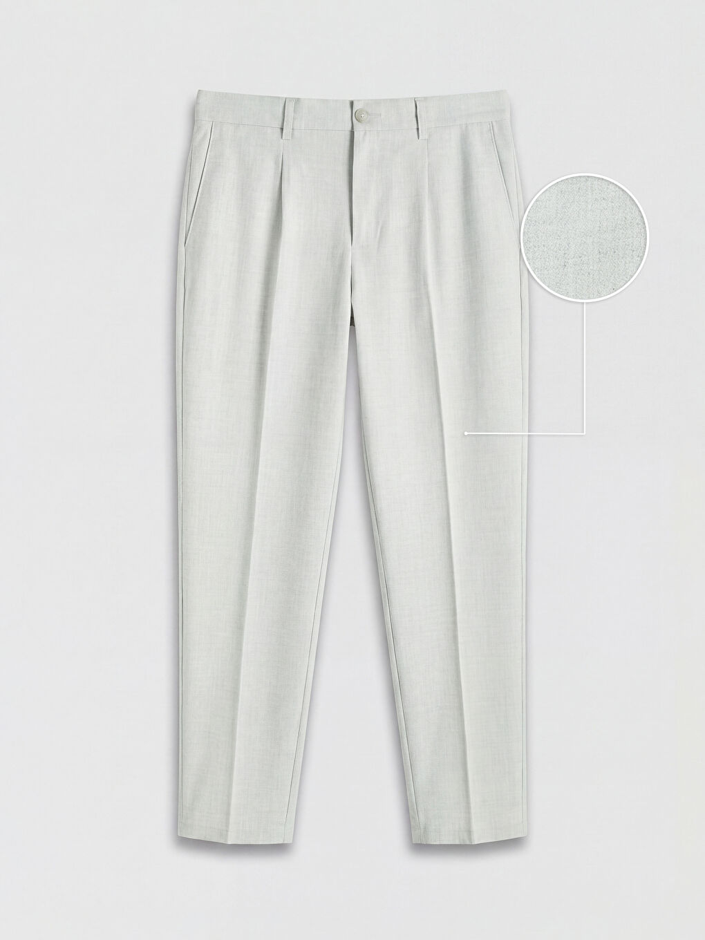 Gri Regular Fit Erkek Pileli Kumaş Pantolon