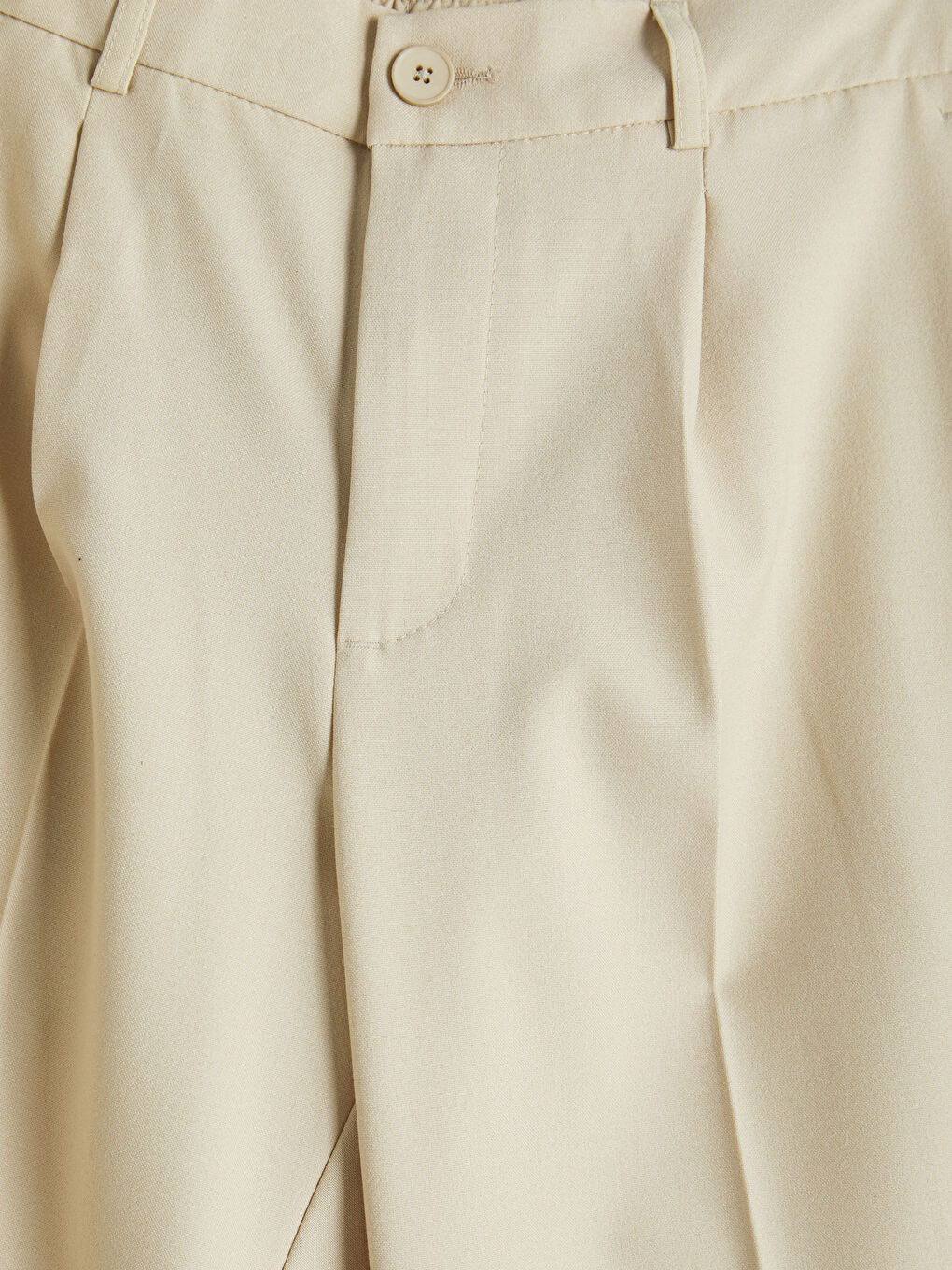 Bej Regular Fit Erkek Pileli Kumaş Pantolon-2