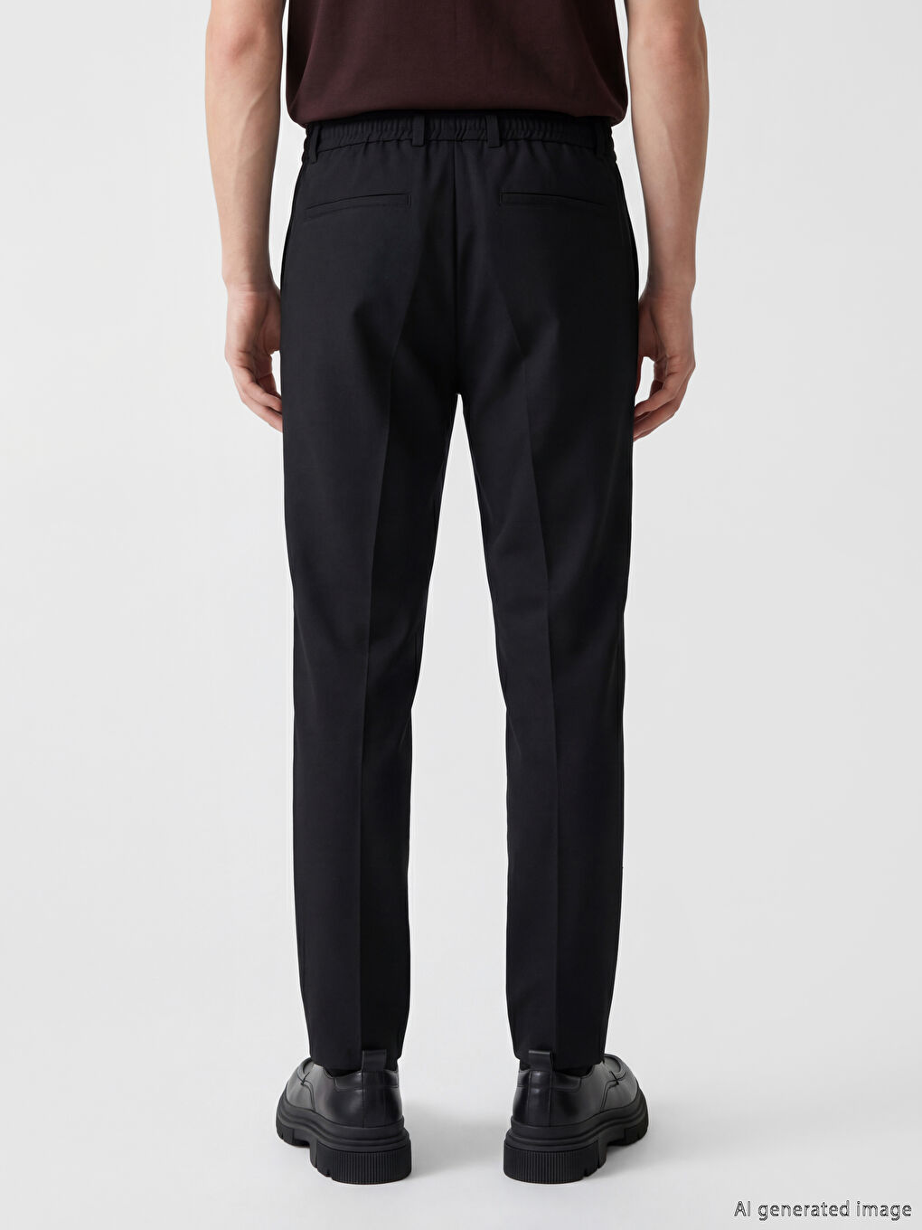 Siyah Regular Fit Erkek Pileli Kumaş Pantolon-3