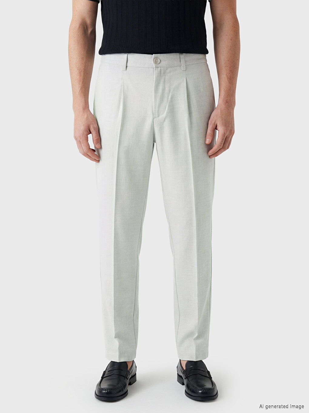 Regular Fit Men's Pleated Fabric Trousers-2