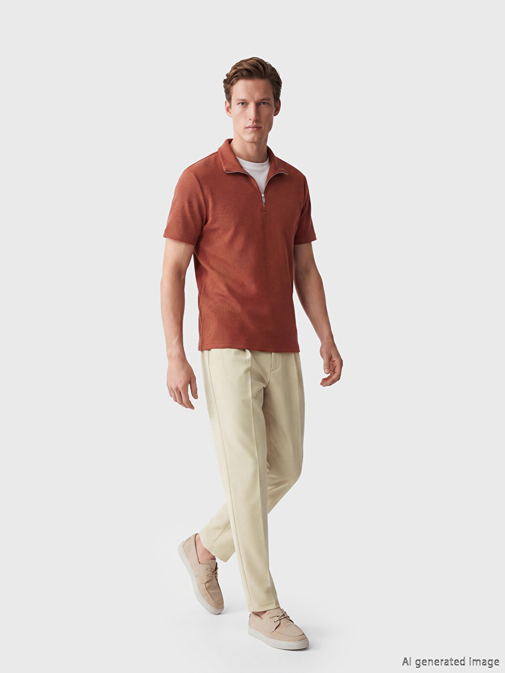 Regular Fit Men's Pleated Fabric Trousers