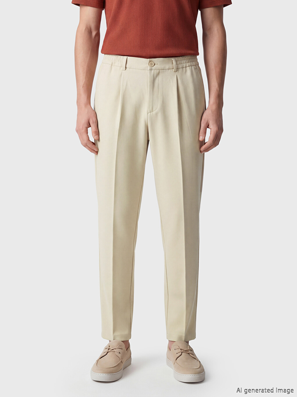 Regular Fit Men's Pleated Fabric Trousers-1