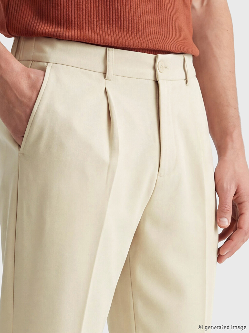 Regular Fit Men's Pleated Fabric Trousers-2