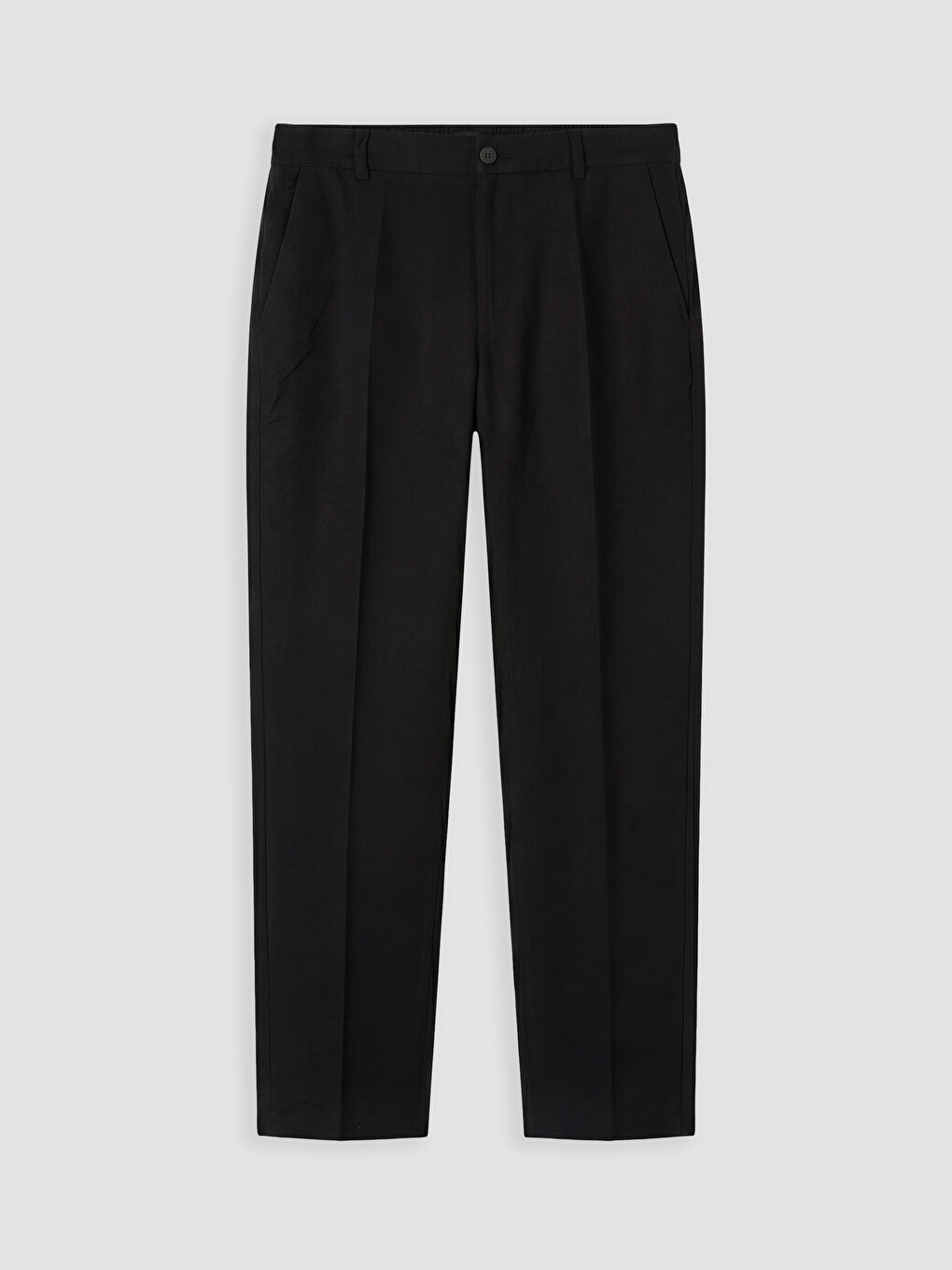 Siyah Regular Fit Keten Görünümlü Erkek Pantolon