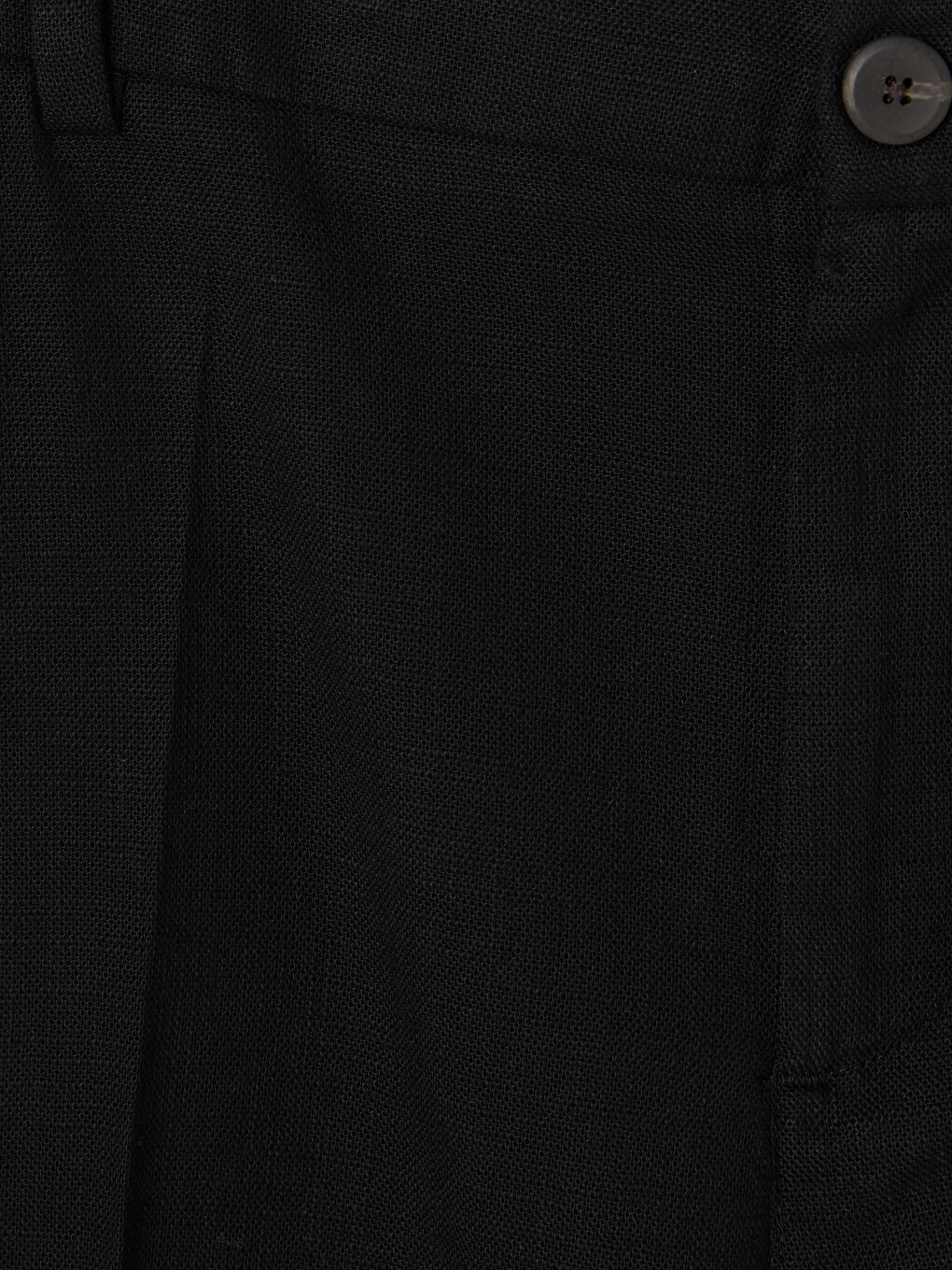 Siyah Regular Fit Keten Görünümlü Erkek Pantolon-1