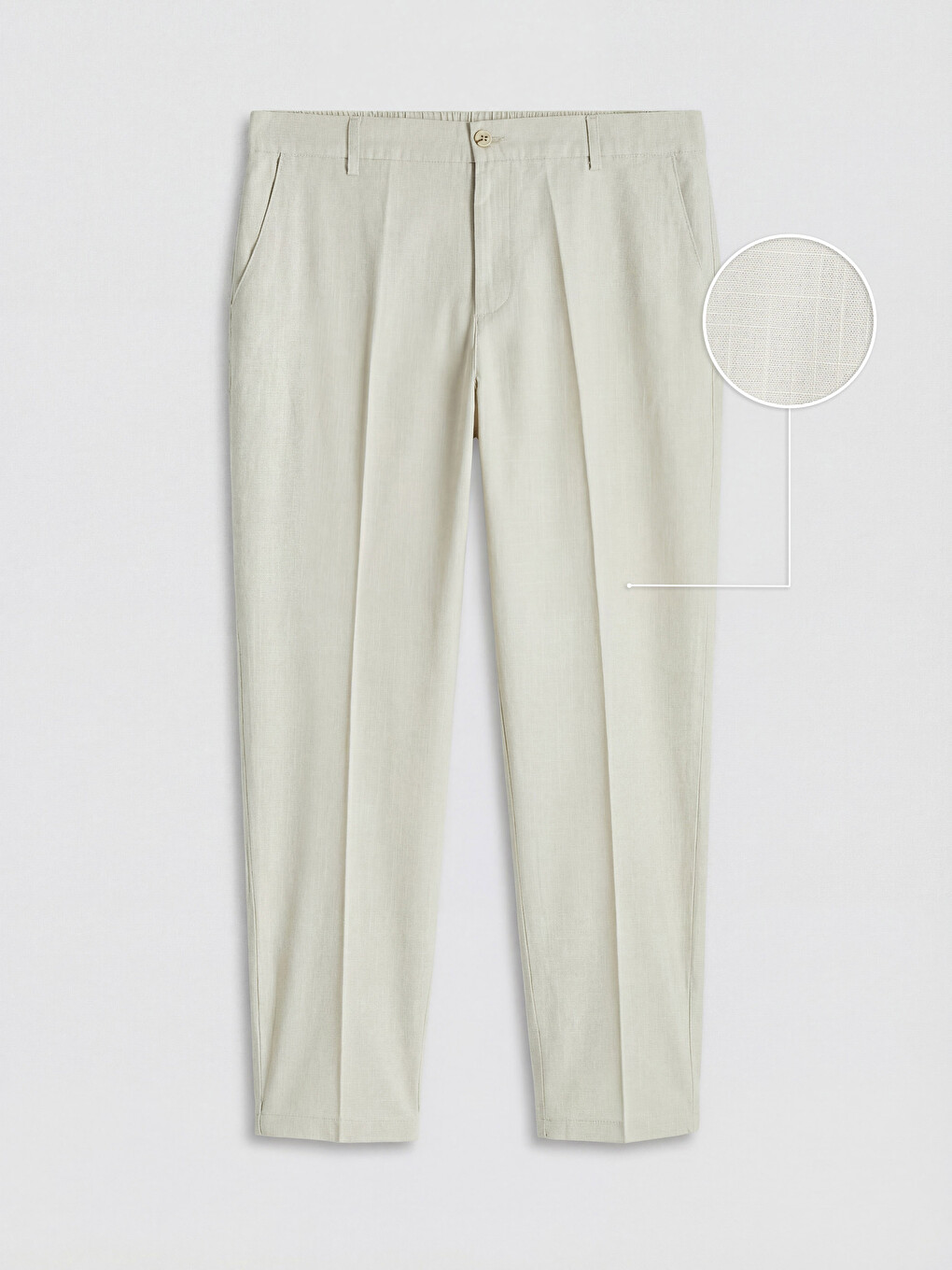 Bej Regular Fit Keten Görünümlü Erkek Pantolon-4