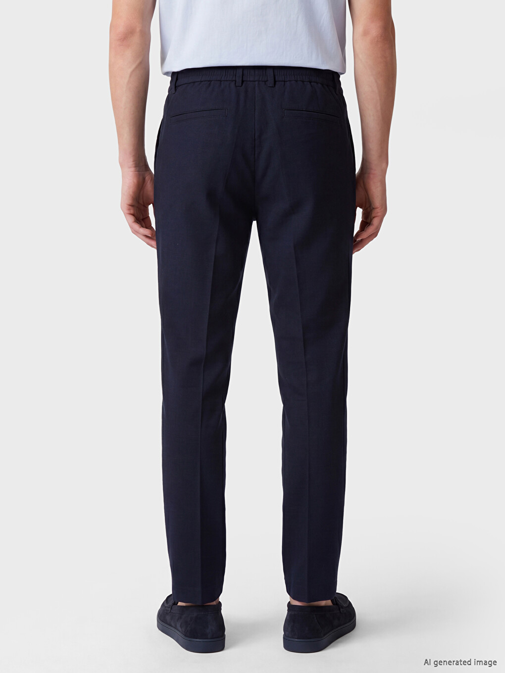 Lacivert Regular Fit Keten Görünümlü Erkek Pantolon-3