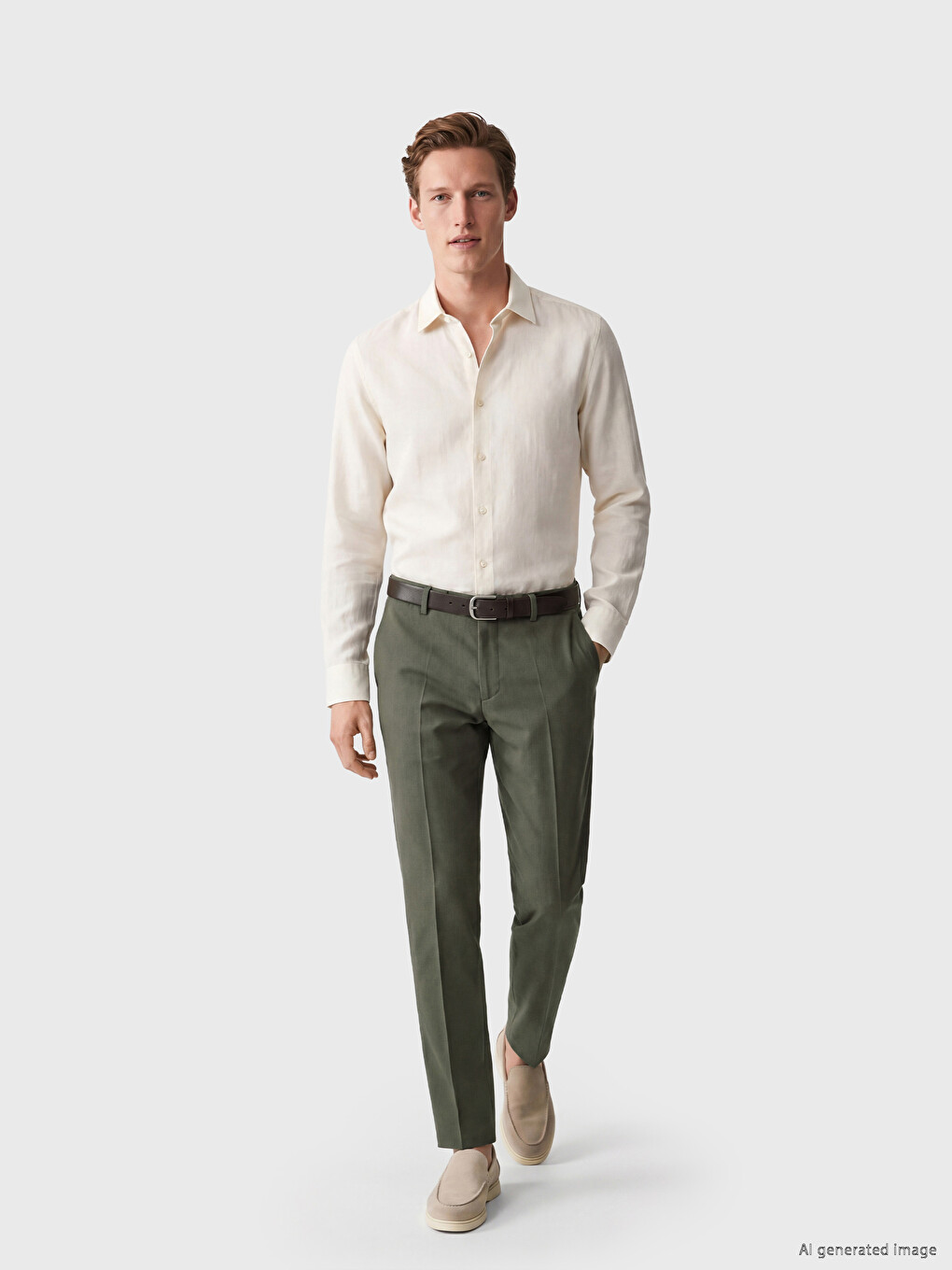Regular Fit Linen-Look Men's Trousers