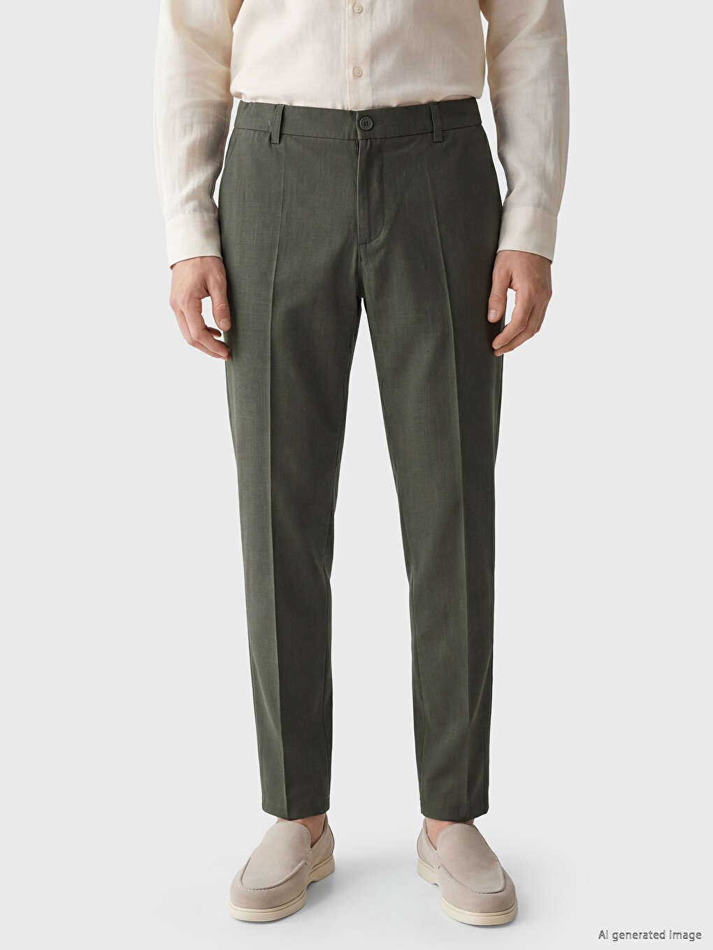 Regular Fit Linen-Look Men's Trousers-1