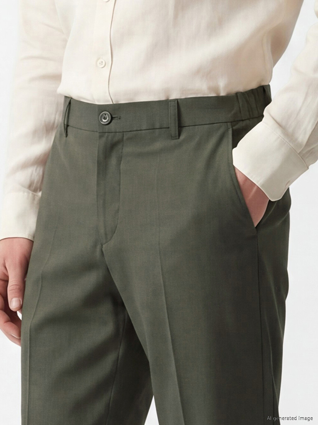 Regular Fit Linen-Look Men's Trousers-2