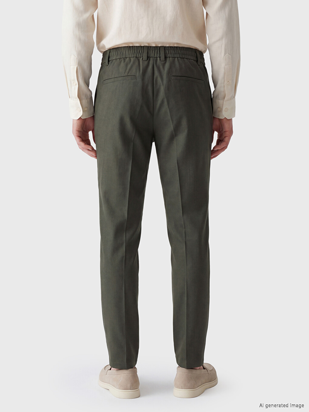 Regular Fit Linen-Look Men's Trousers-3