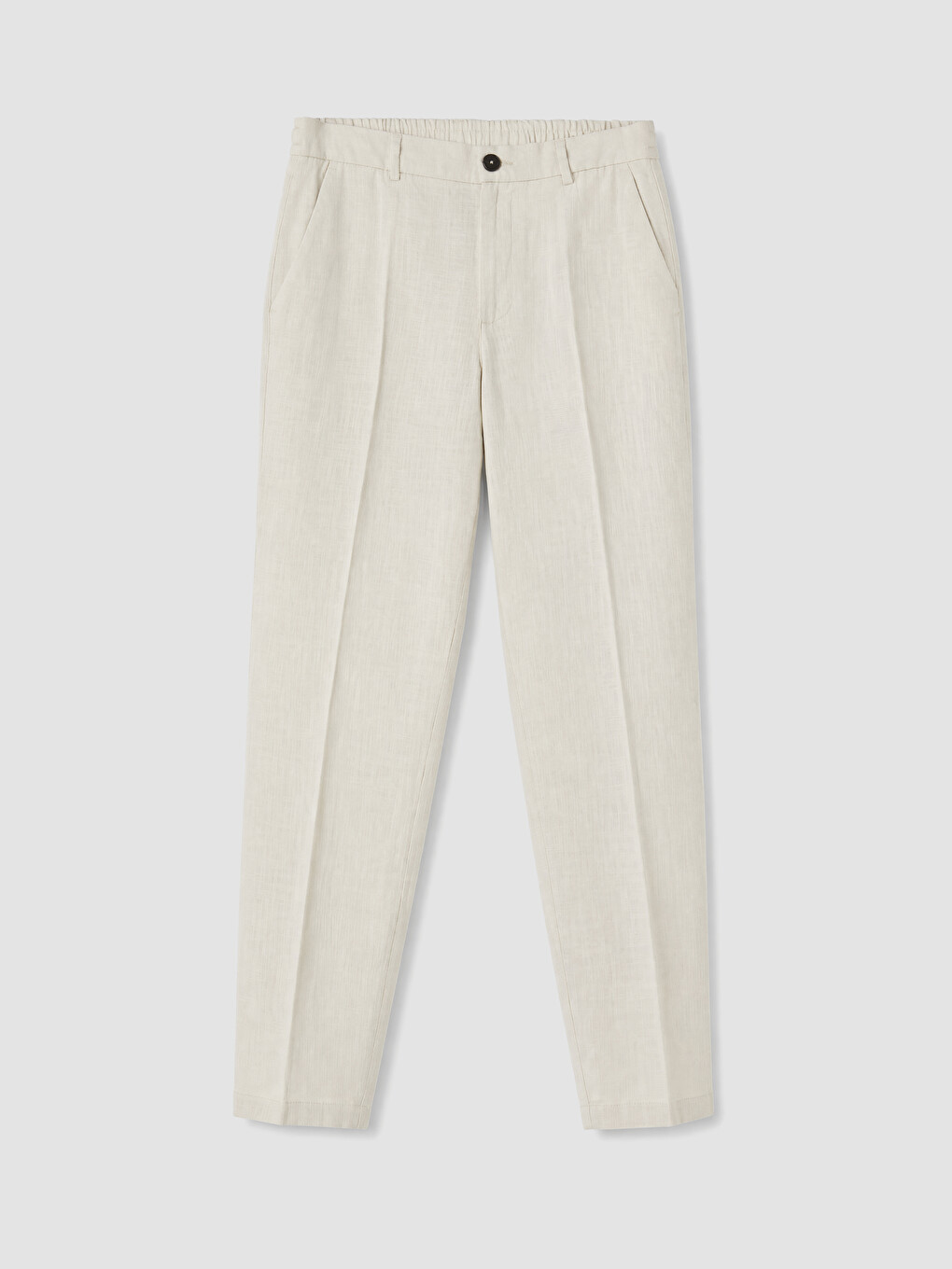 Gri Regular Fit Keten Görünümlü Erkek Pantolon