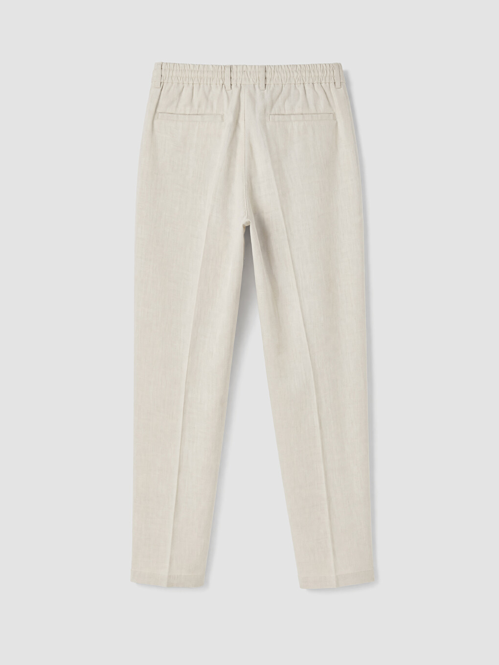 Gri Regular Fit Keten Görünümlü Erkek Pantolon-3