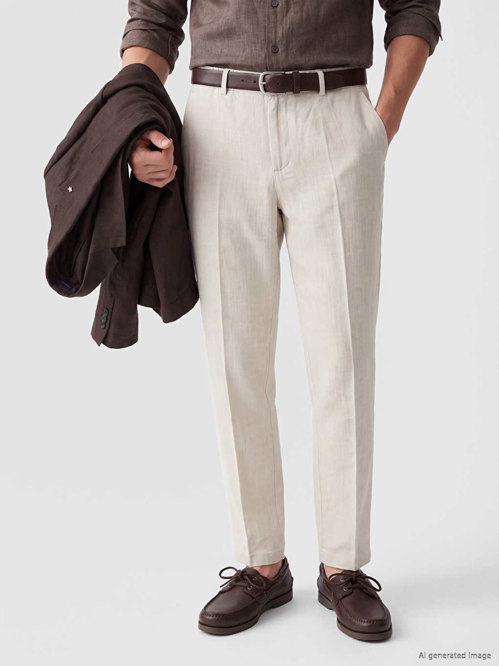 Regular Fit Linen-look Men's Trousers-1