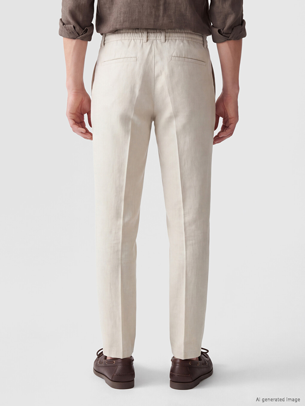 Regular Fit Linen-look Men's Trousers-4