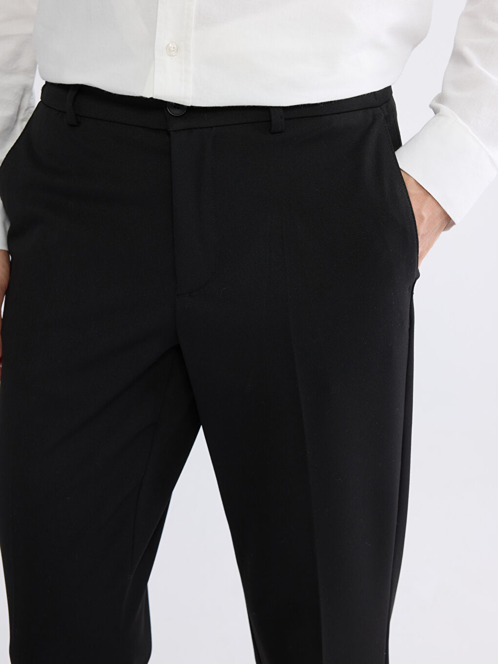 Siyah Standart Kalıp Erkek Pantolon-2