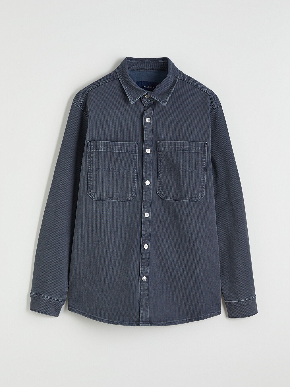 Gri Rahat Kalıp Erkek Jean Gömlek-4