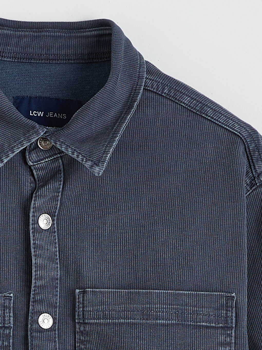 Gri Rahat Kalıp Erkek Jean Gömlek-5