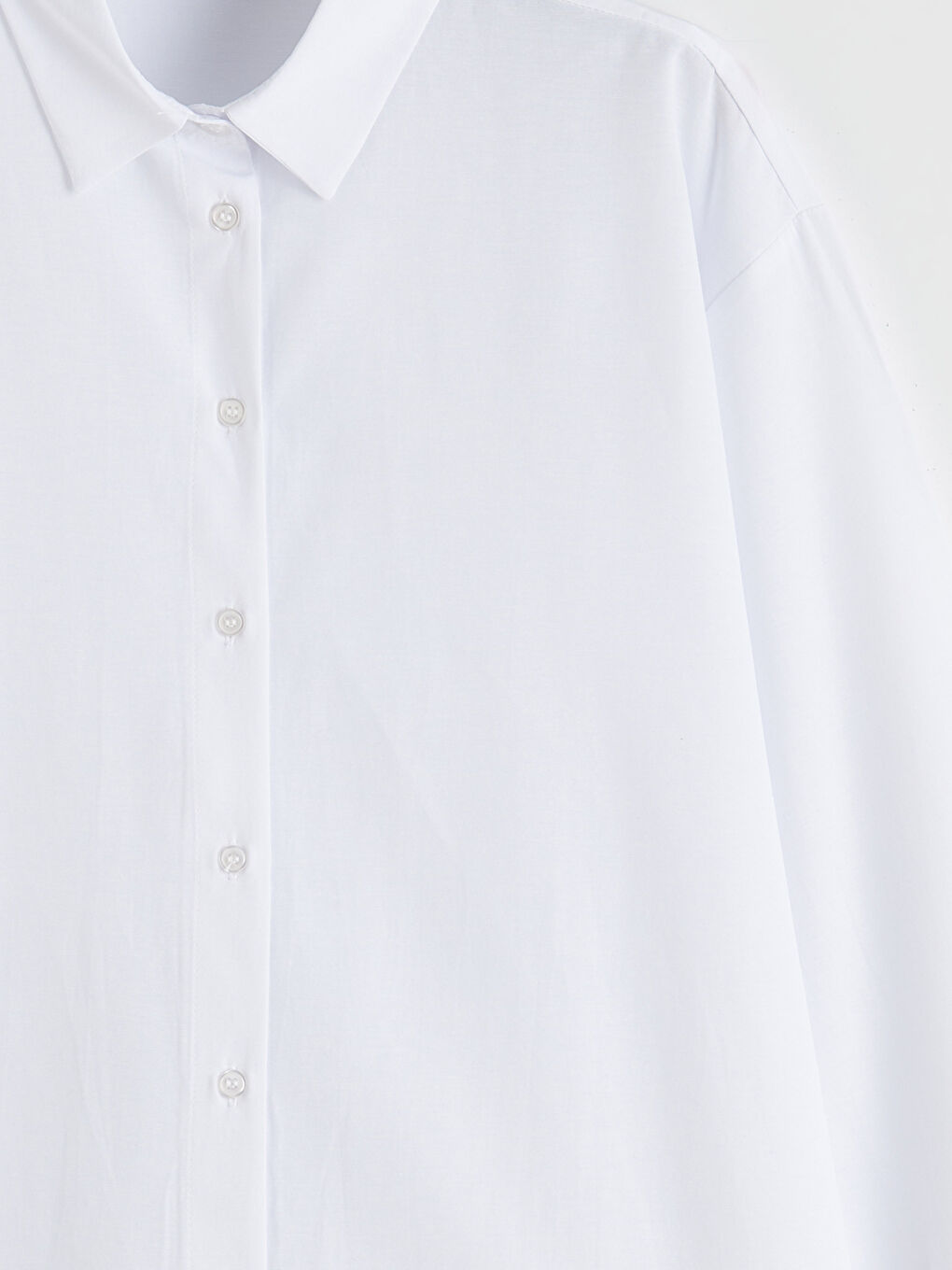 Beyaz Oversize Poplin Kadın Gömlek Tunik-5