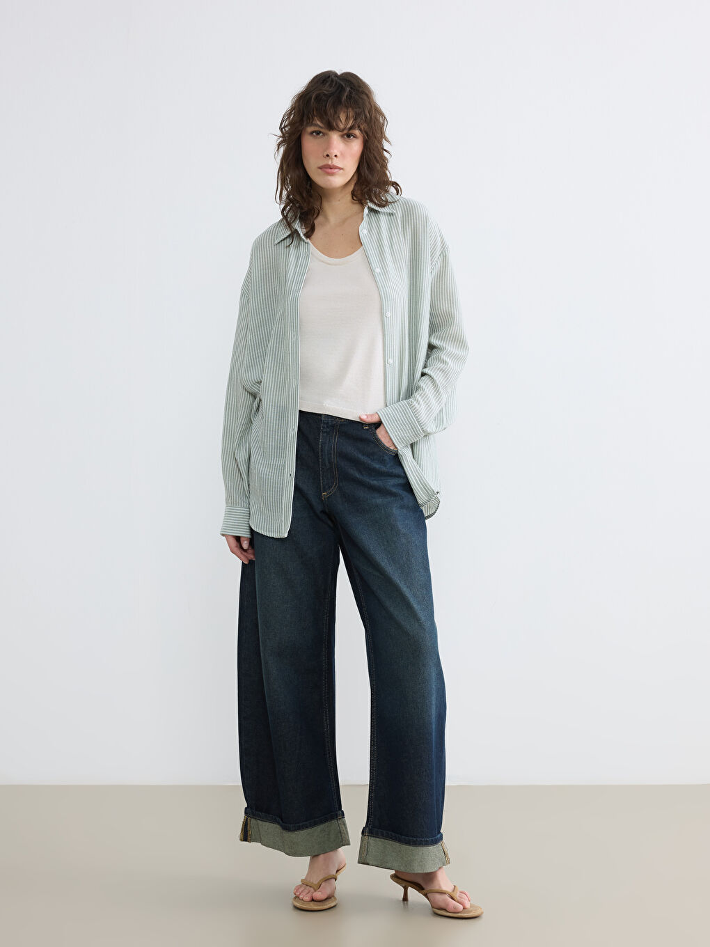 Жолақты оверсайз әйелдер жейдесі-1