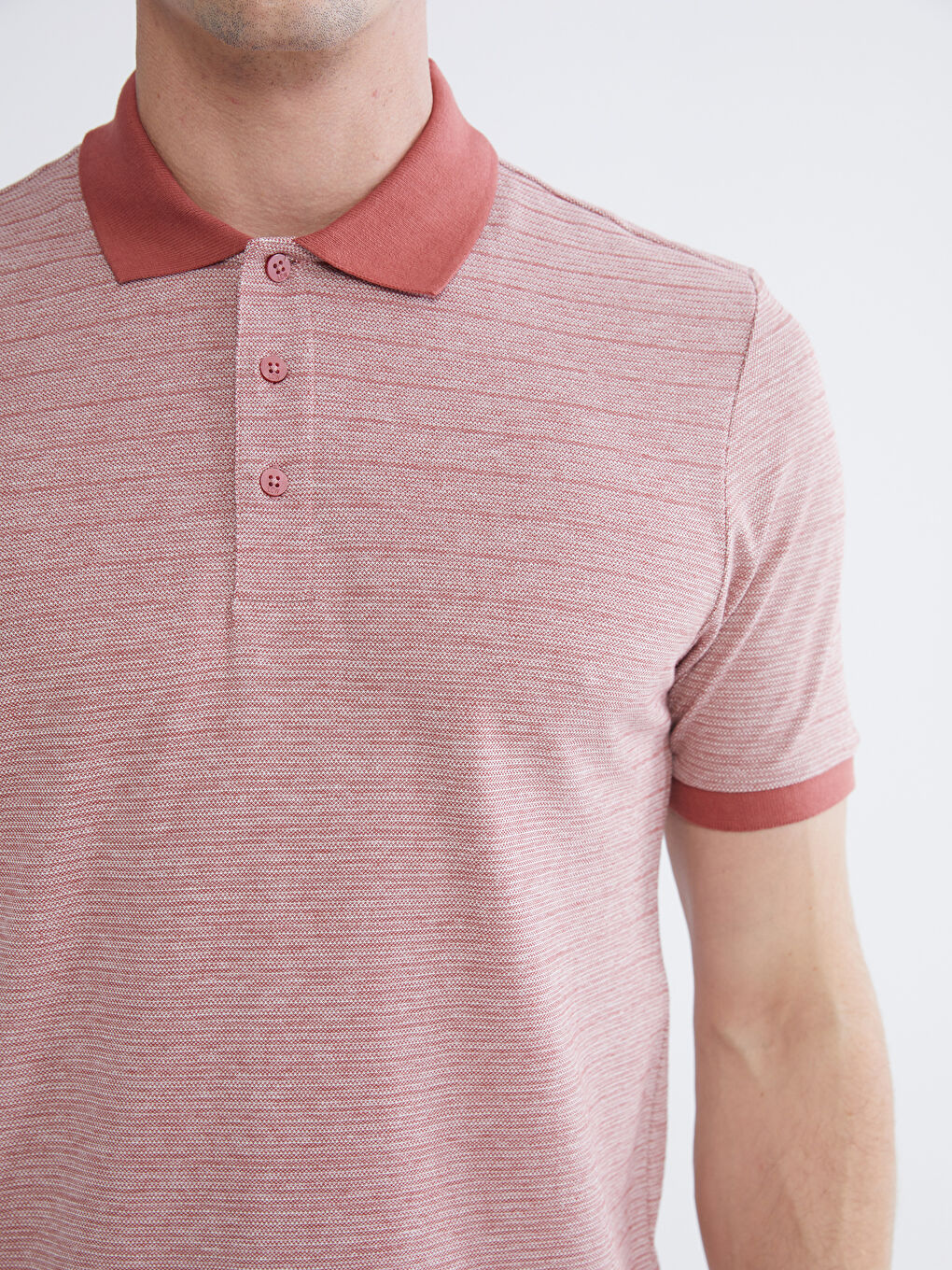 Мъжка раирана тениска с поло яка-2