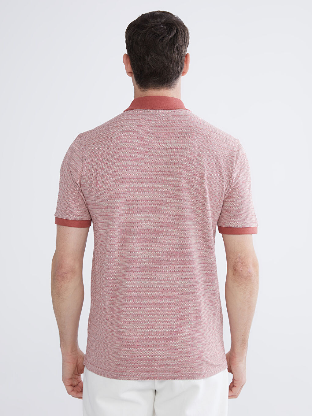 Мъжка раирана тениска с поло яка-3