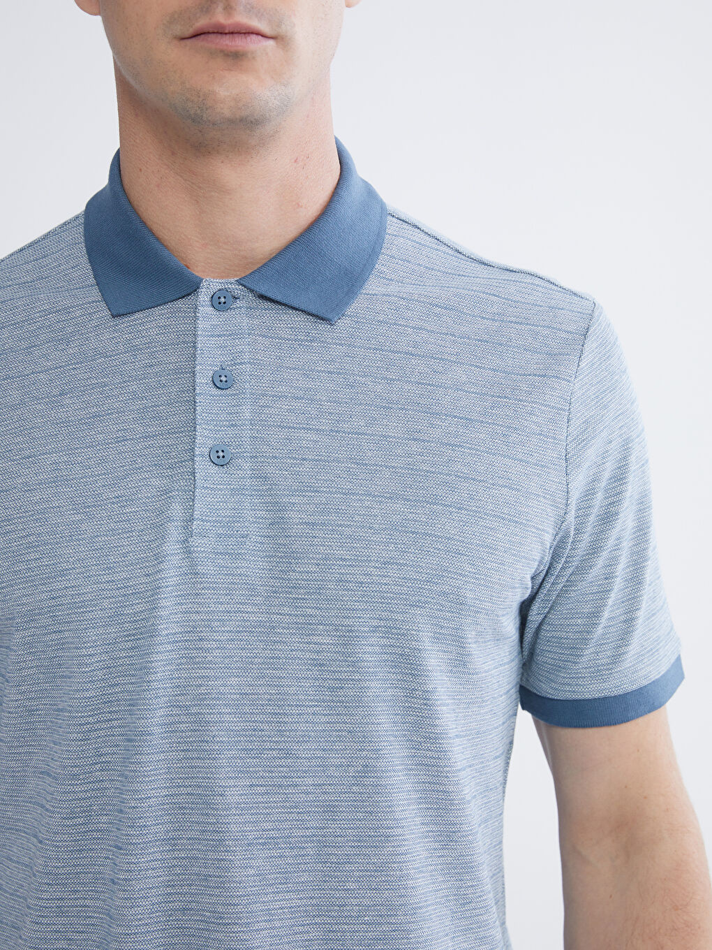 Polo Yaka Çizgili Erkek Tişört	-2