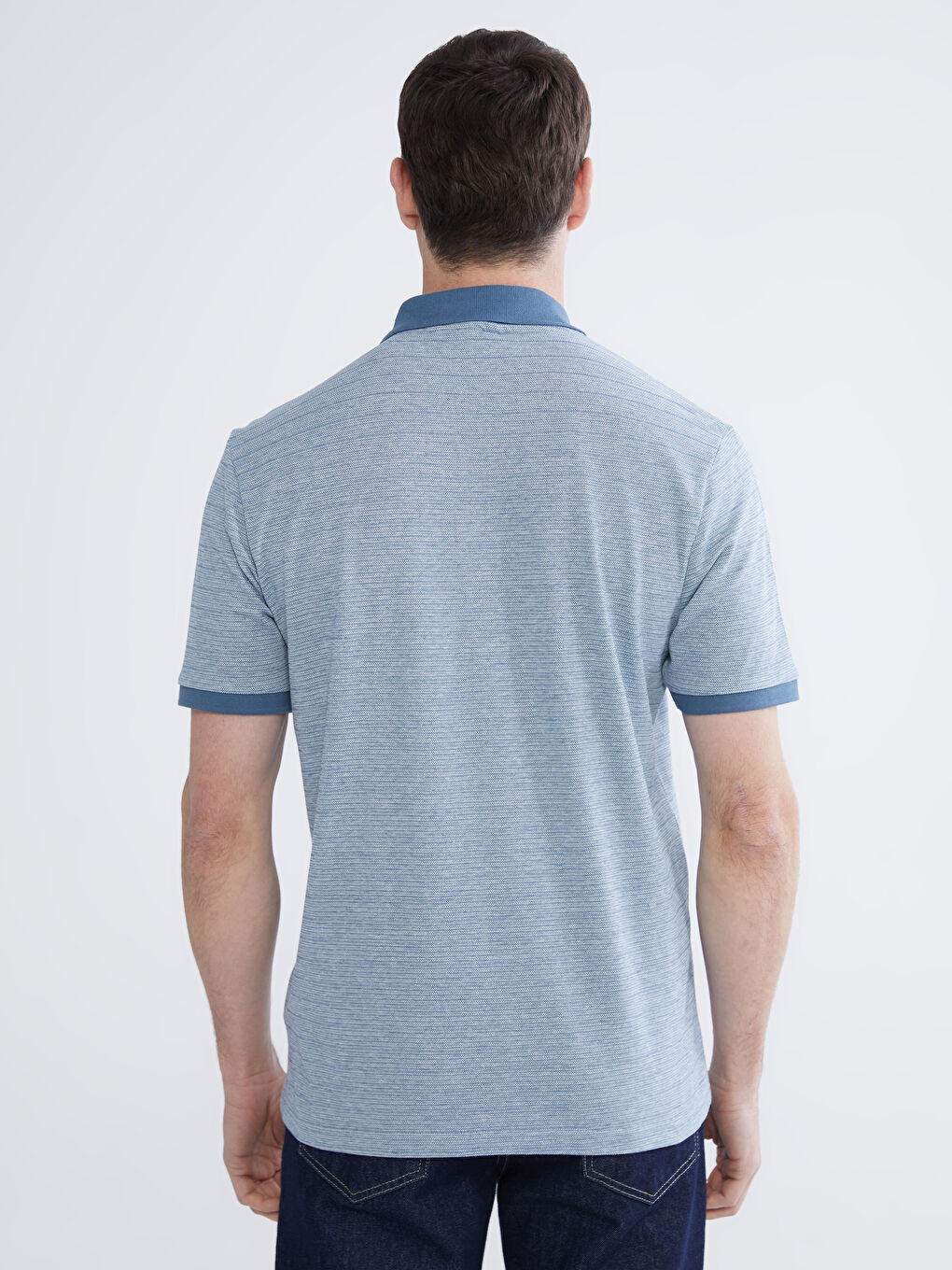 Polo Yaka Çizgili Erkek Tişört	-3