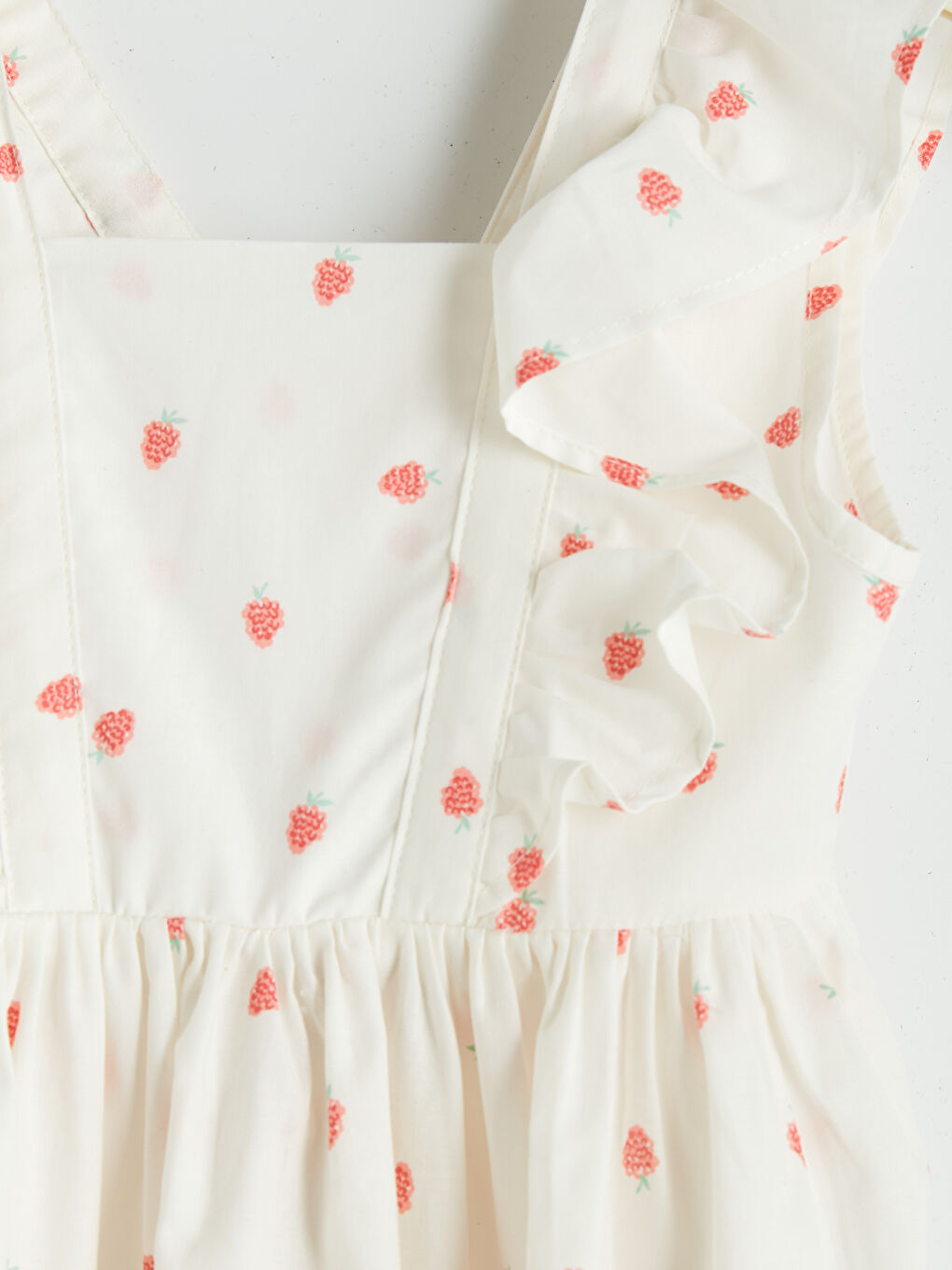 Square Neck Printed Girls' Poplin Dress-2