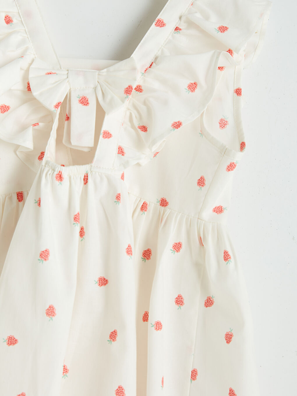 Square Neck Printed Girls' Poplin Dress-3