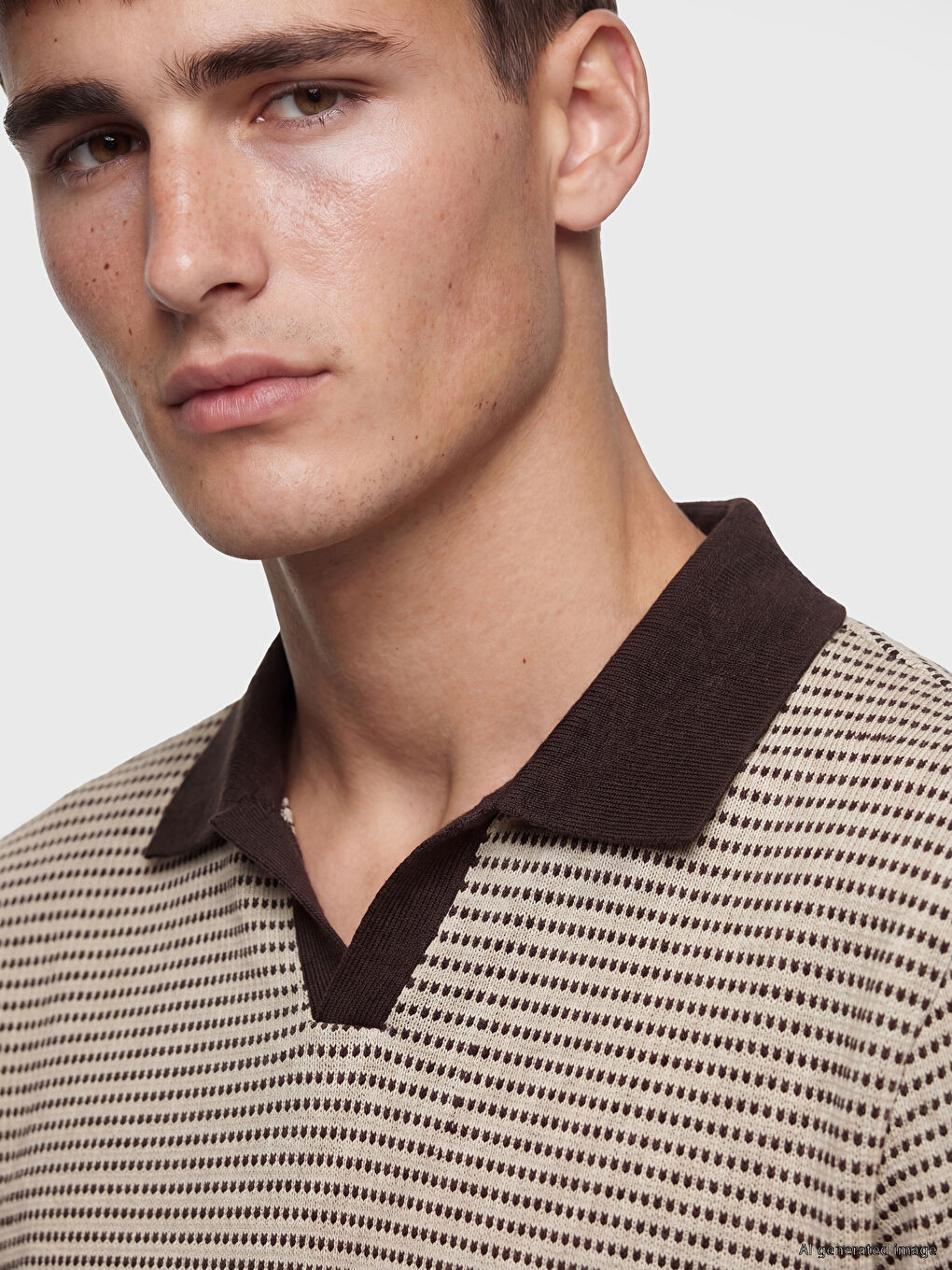 T-shirt mashkullore me jakë polo me model, pamje trikotazhi-2