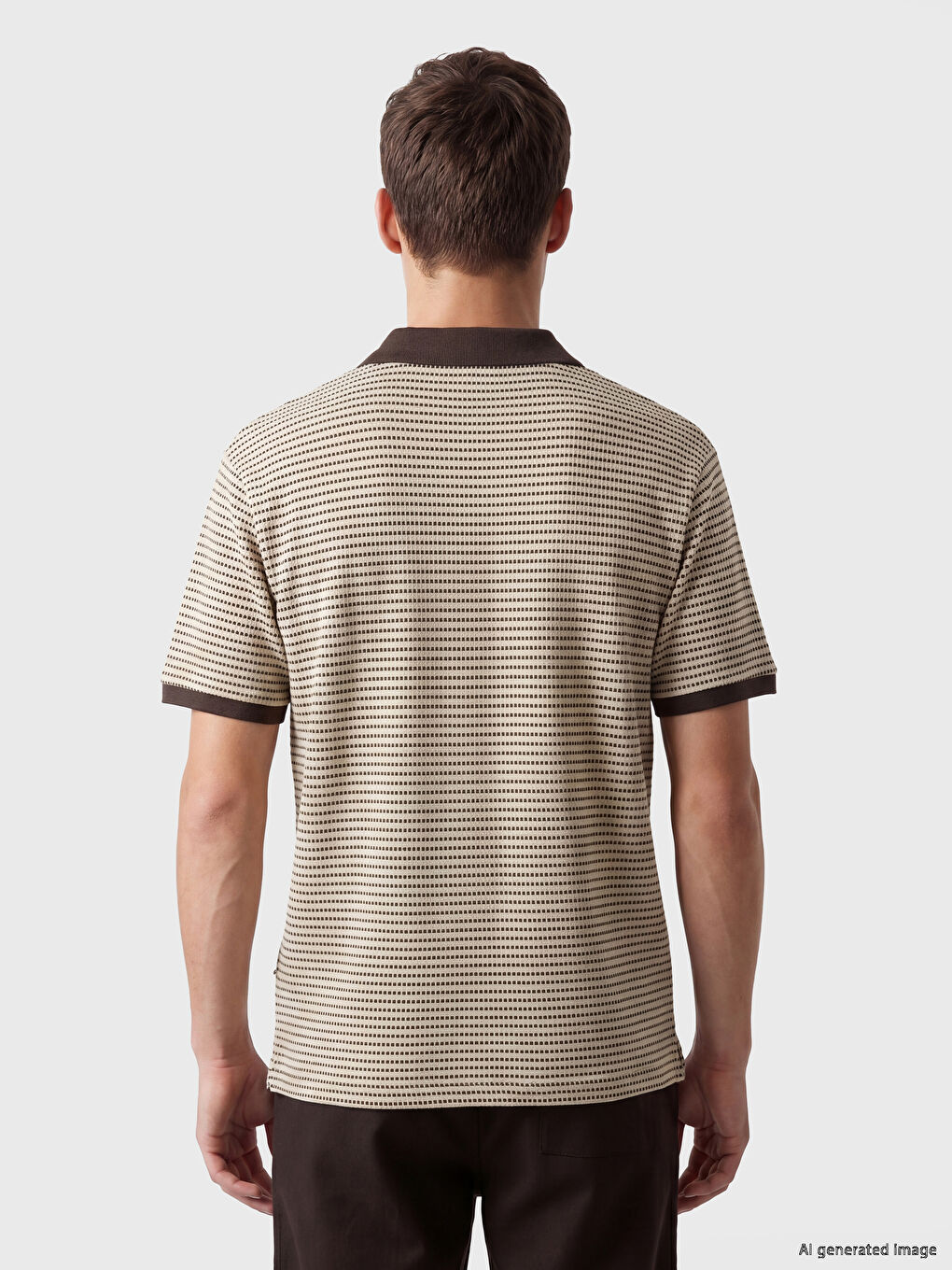 T-shirt mashkullore me jakë polo me model, pamje trikotazhi-3