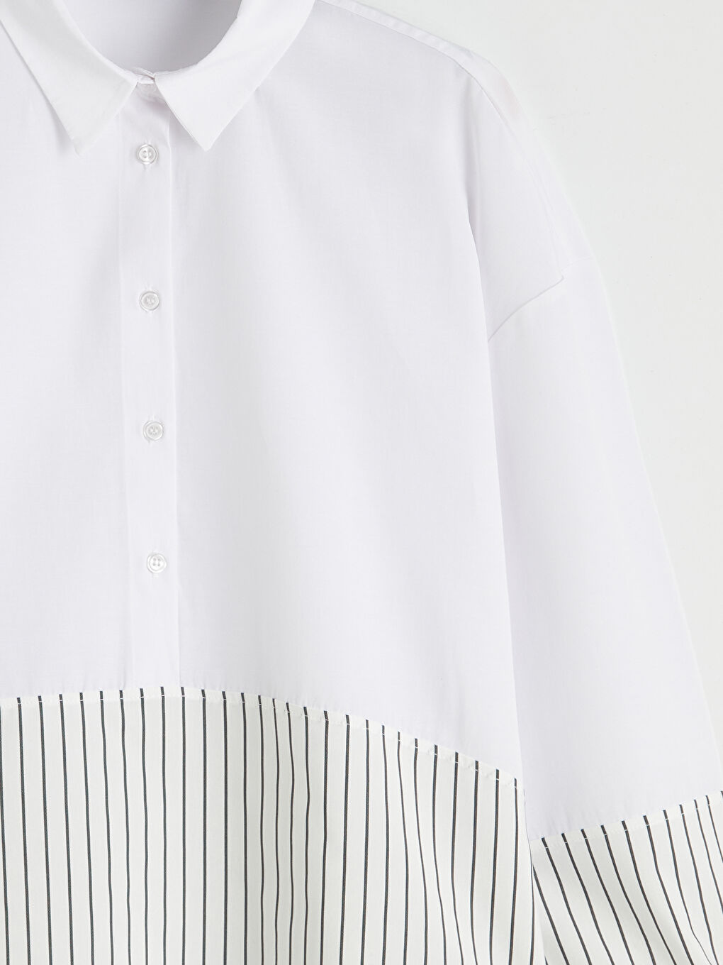 Gri Çizgili Oversize Kadın Gömlek Tunik-5