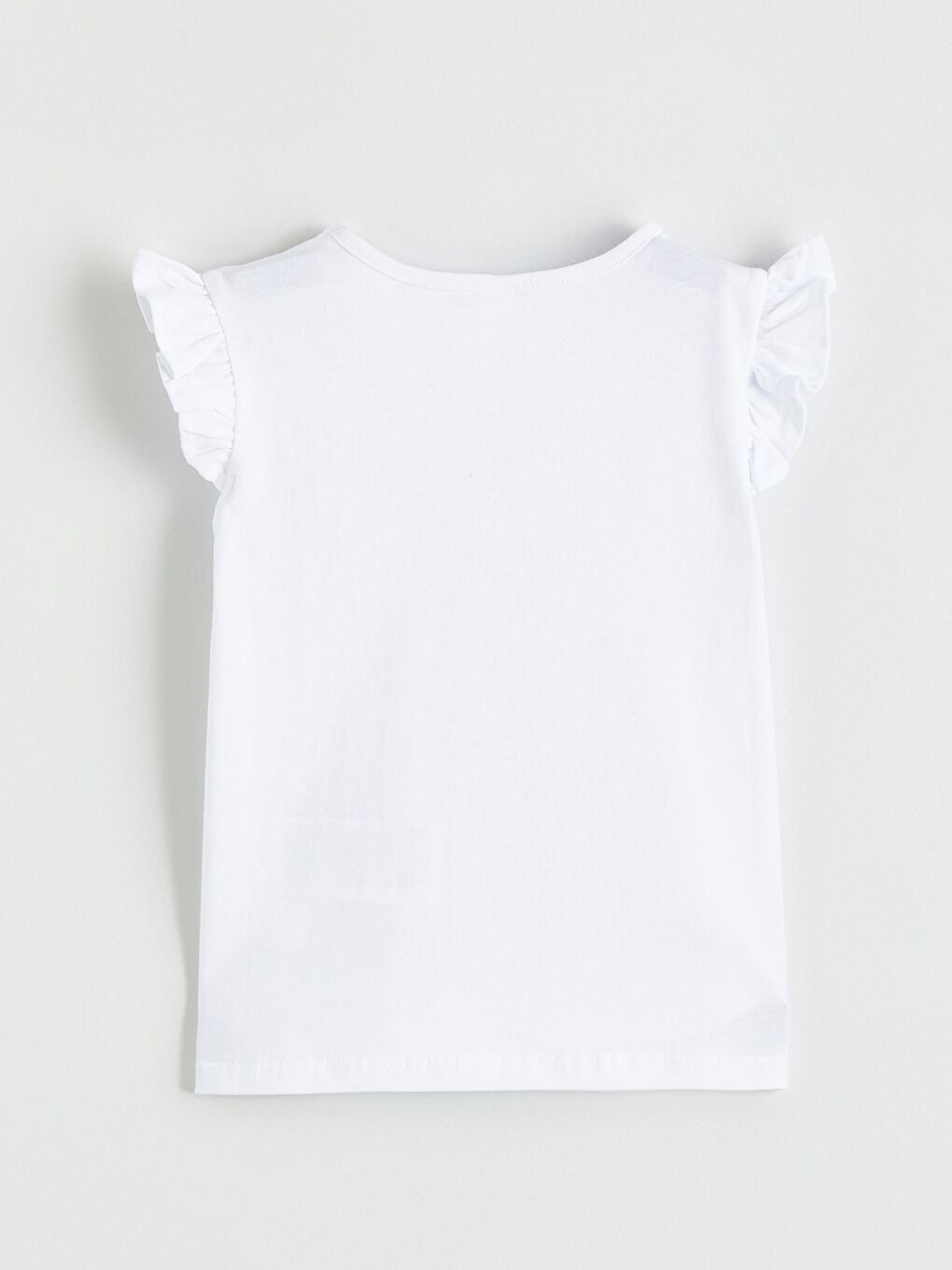 Beyaz Bisiklet Yaka Baskılı Kız Çocuk Tişört-2