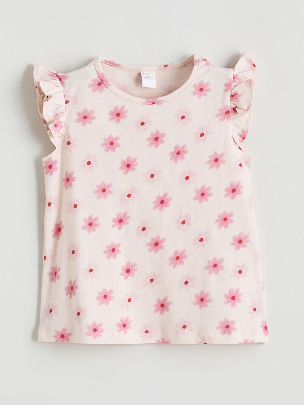 Pembe Çiçekli Kız Çocuk Penye Bluz