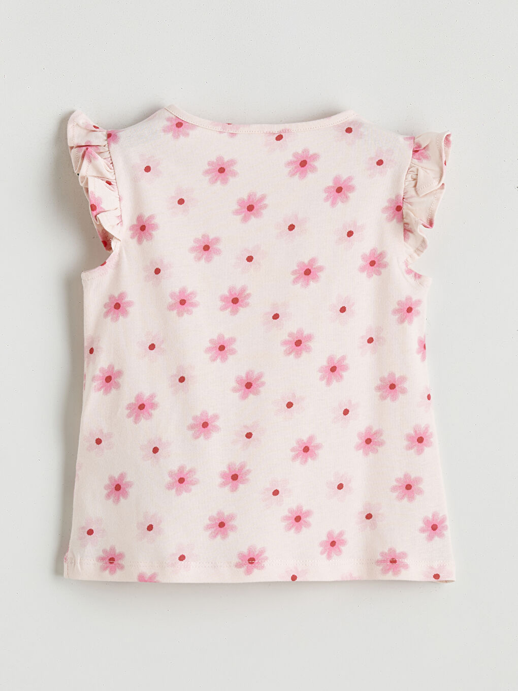 Pembe Çiçekli Kız Çocuk Penye Bluz-2