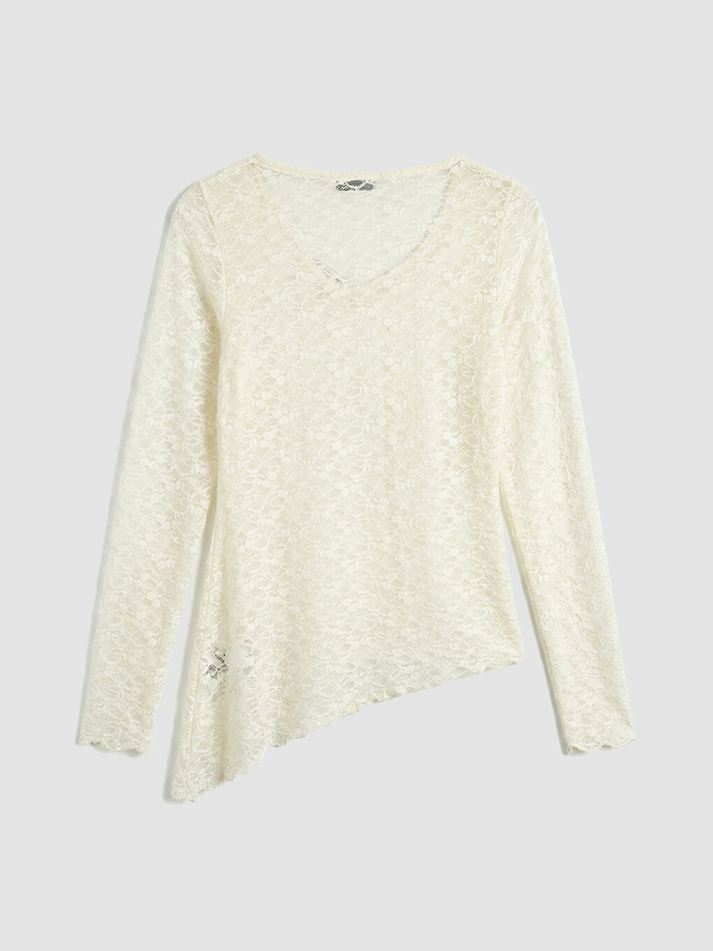 Ekru Bisiklet Yaka Dantelli Bluz-5