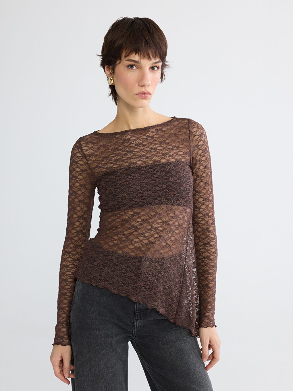 Crew Neck Lace Blouse-1