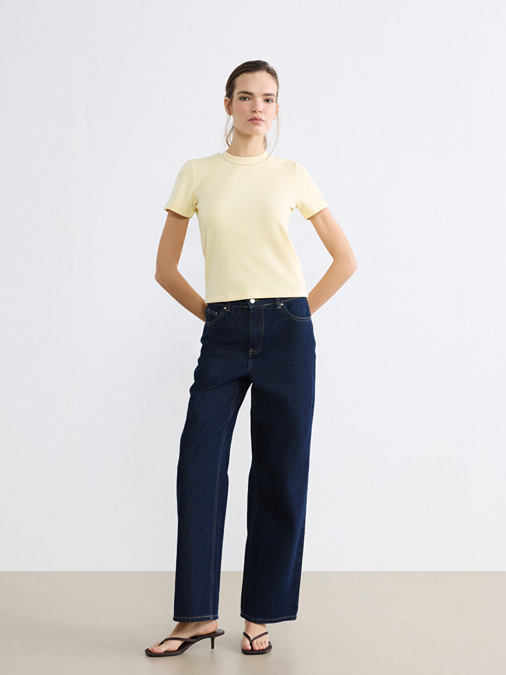 High Neck Bejeweled Women's T-Shirt-1