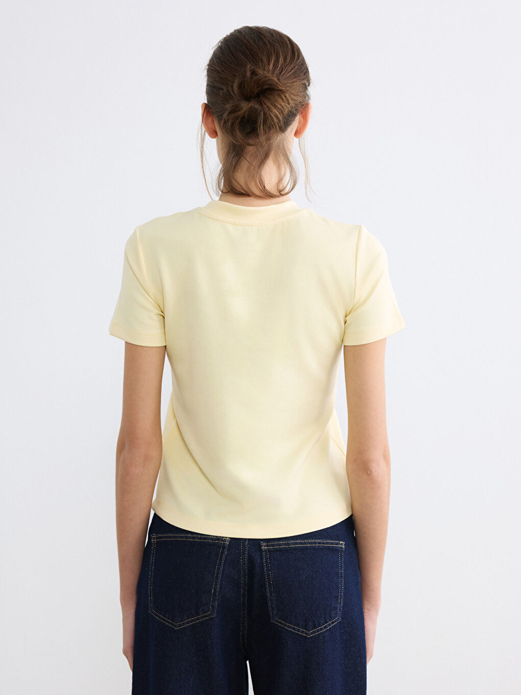 High Neck Bejeweled Women's T-Shirt-3