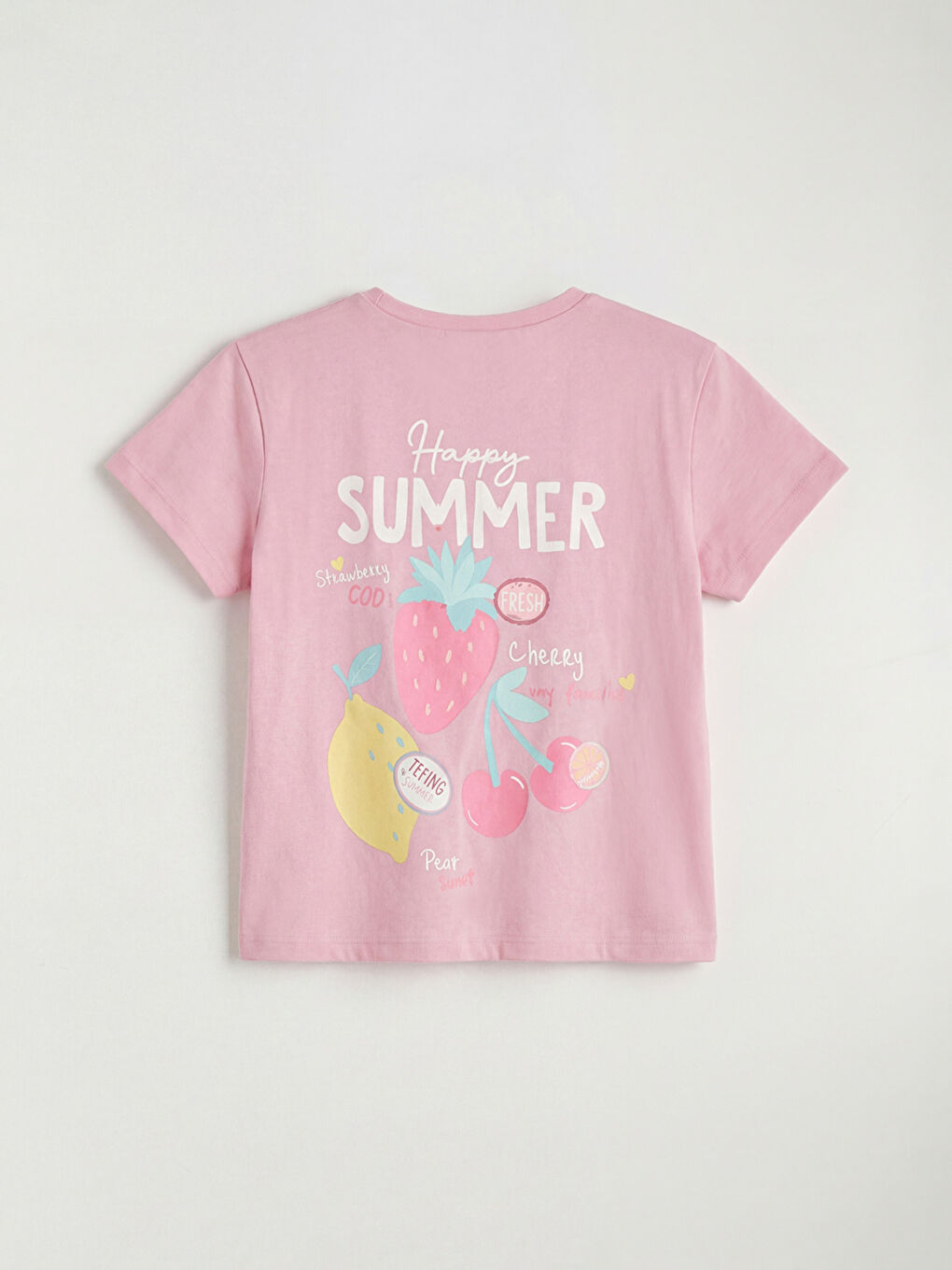 Pembe Kız Çocuk Baskılı Tişört-1