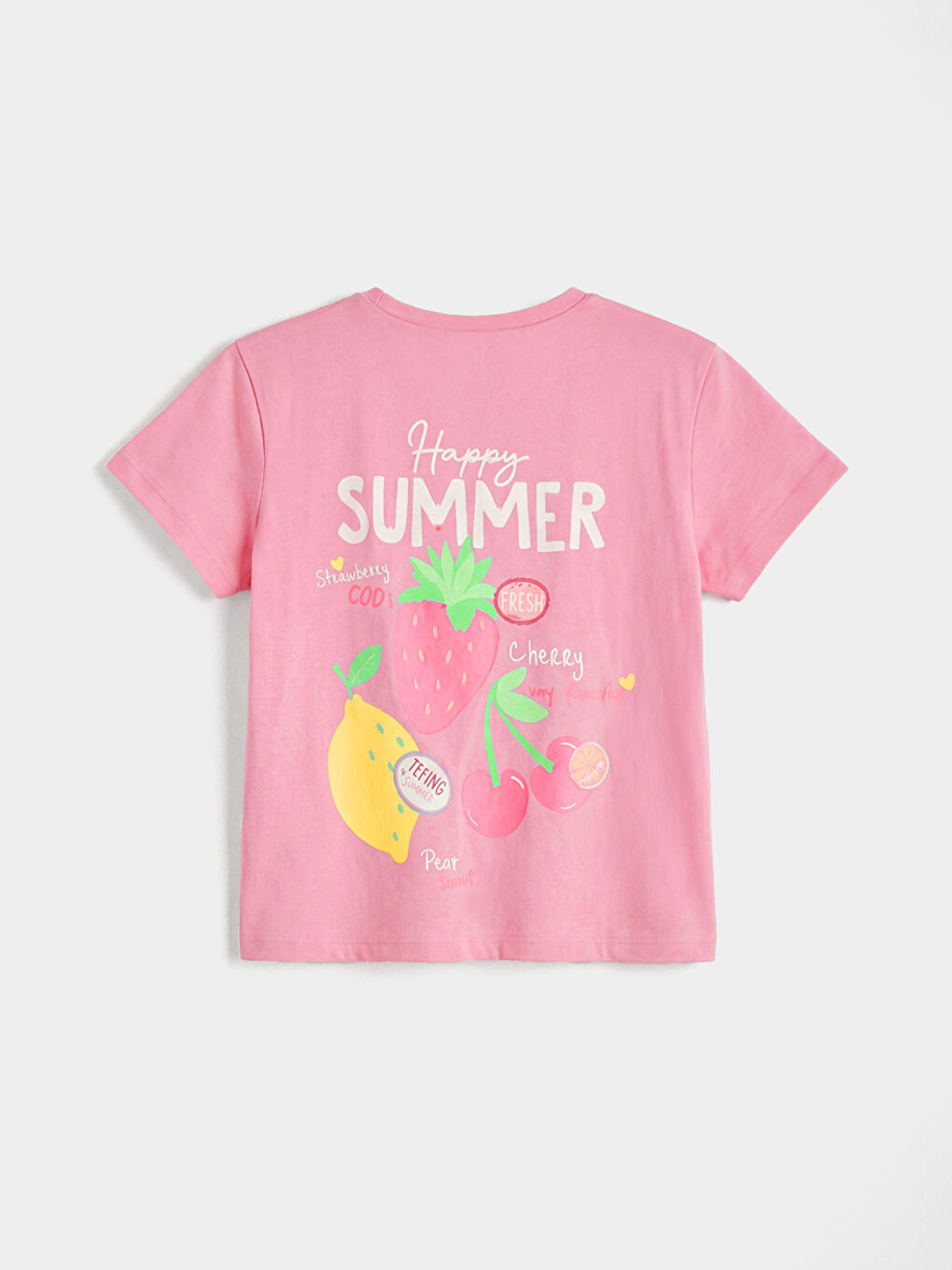 Pembe Kız Çocuk Baskılı Tişört-2