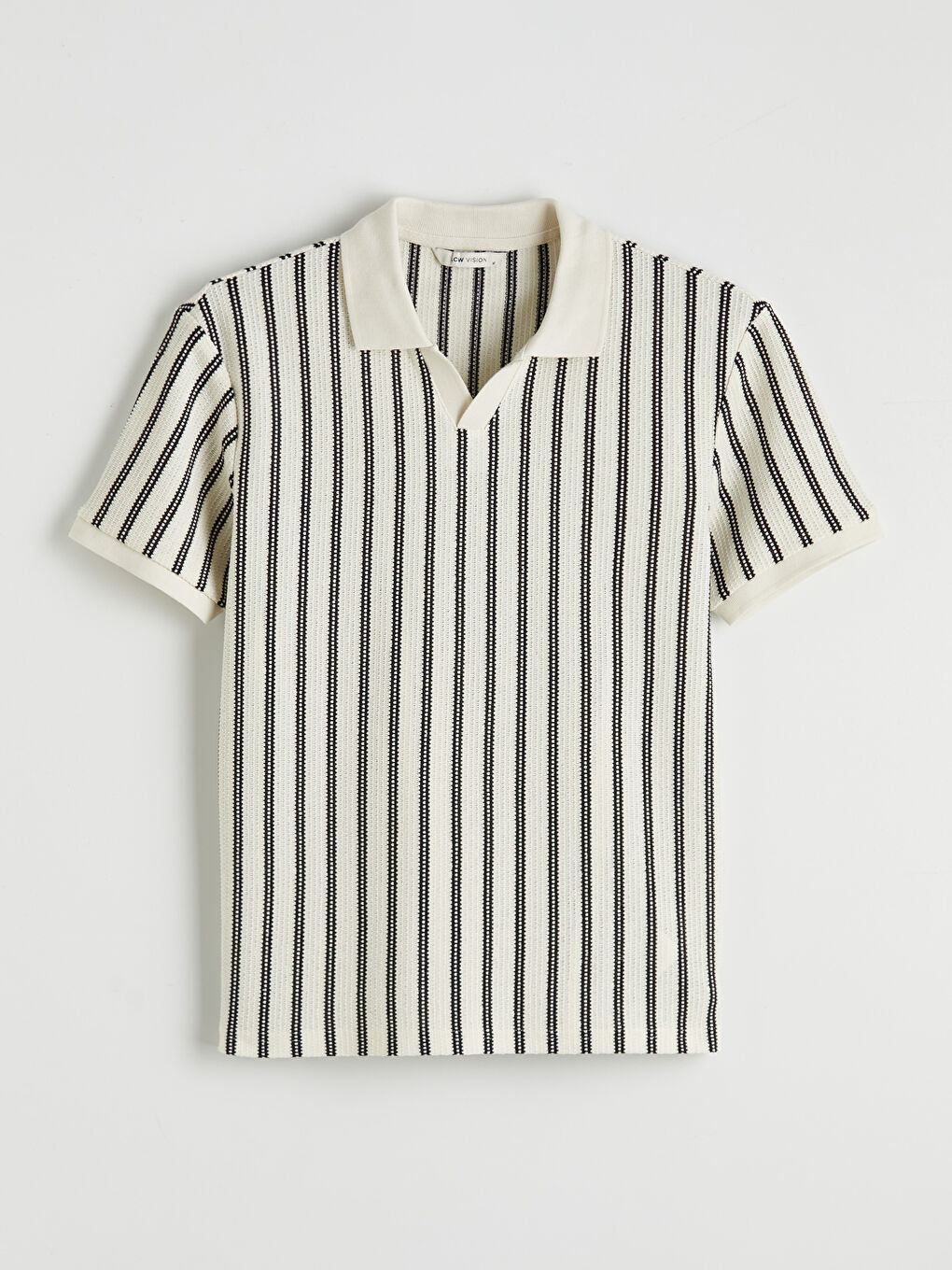 Polo Collar Striped Knitwear Men's T-Shirt-3