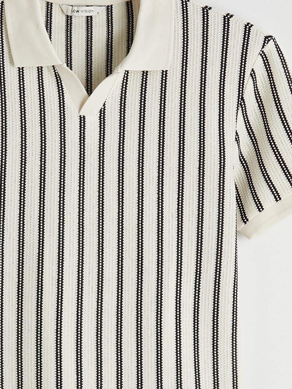 Polo Collar Striped Knitwear Men's T-Shirt-5