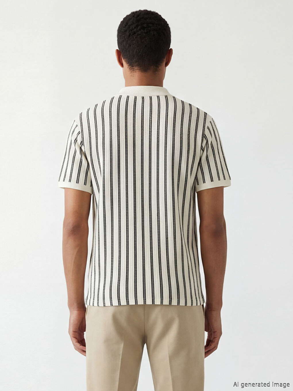 Polo Collar Striped Knitwear Men's T-Shirt-2