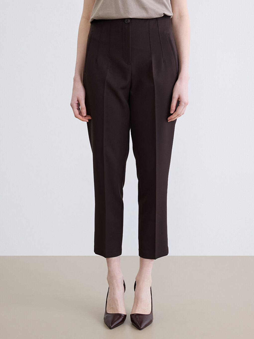 Pantalons de costume BRUN Femme-1