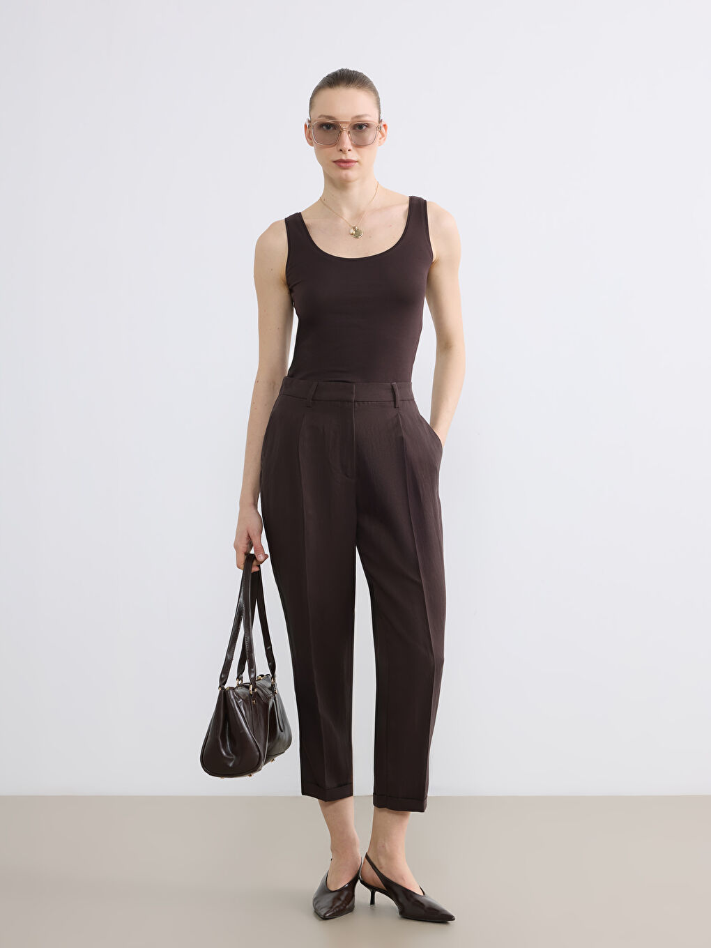 Woman BROWN Formal Dress Trousers