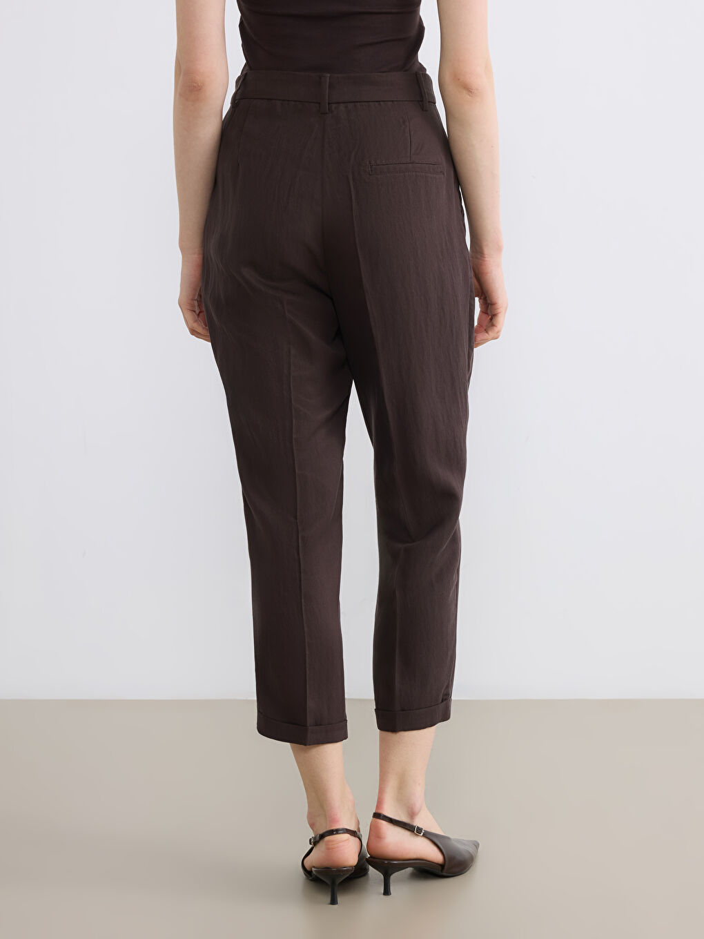 Woman BROWN Formal Dress Trousers-3